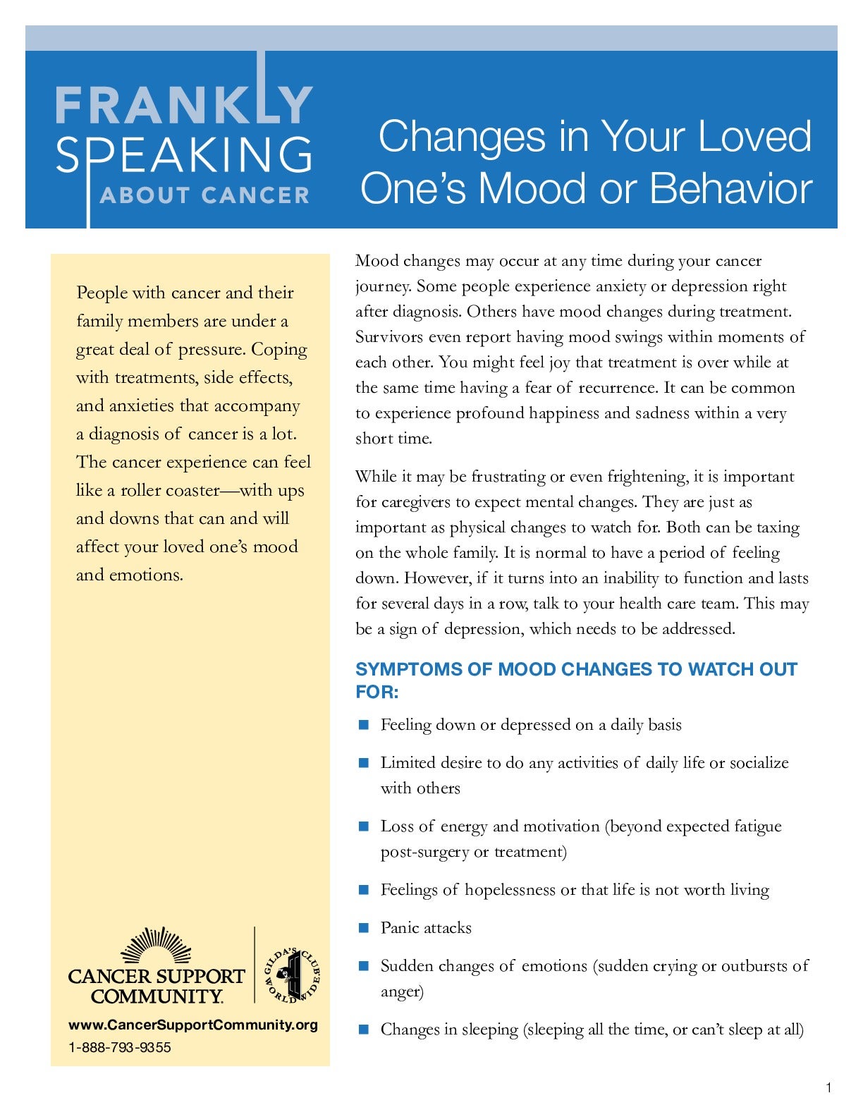 Changes in Your Loved Ones Mood Behavior
