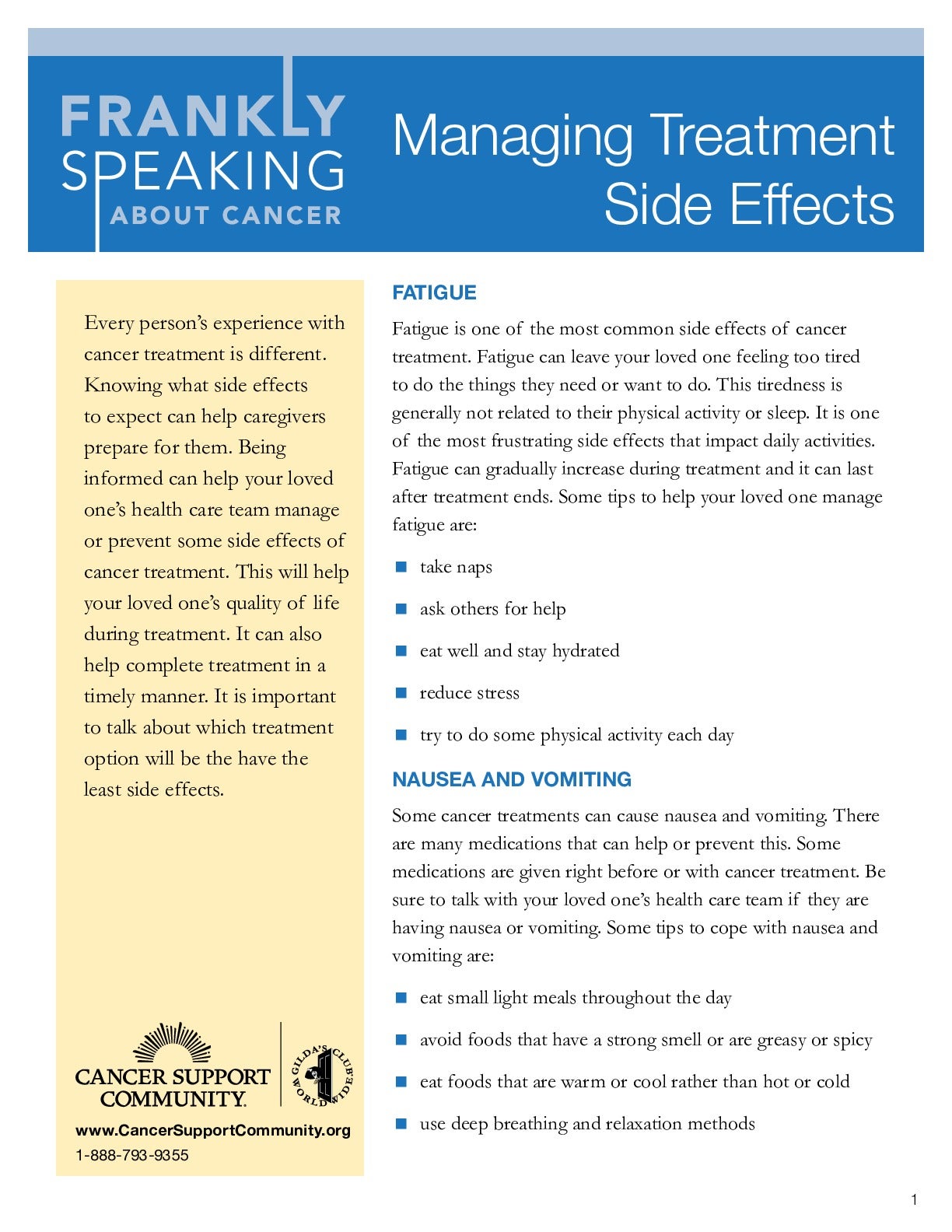 Managing Treatment Side Effects