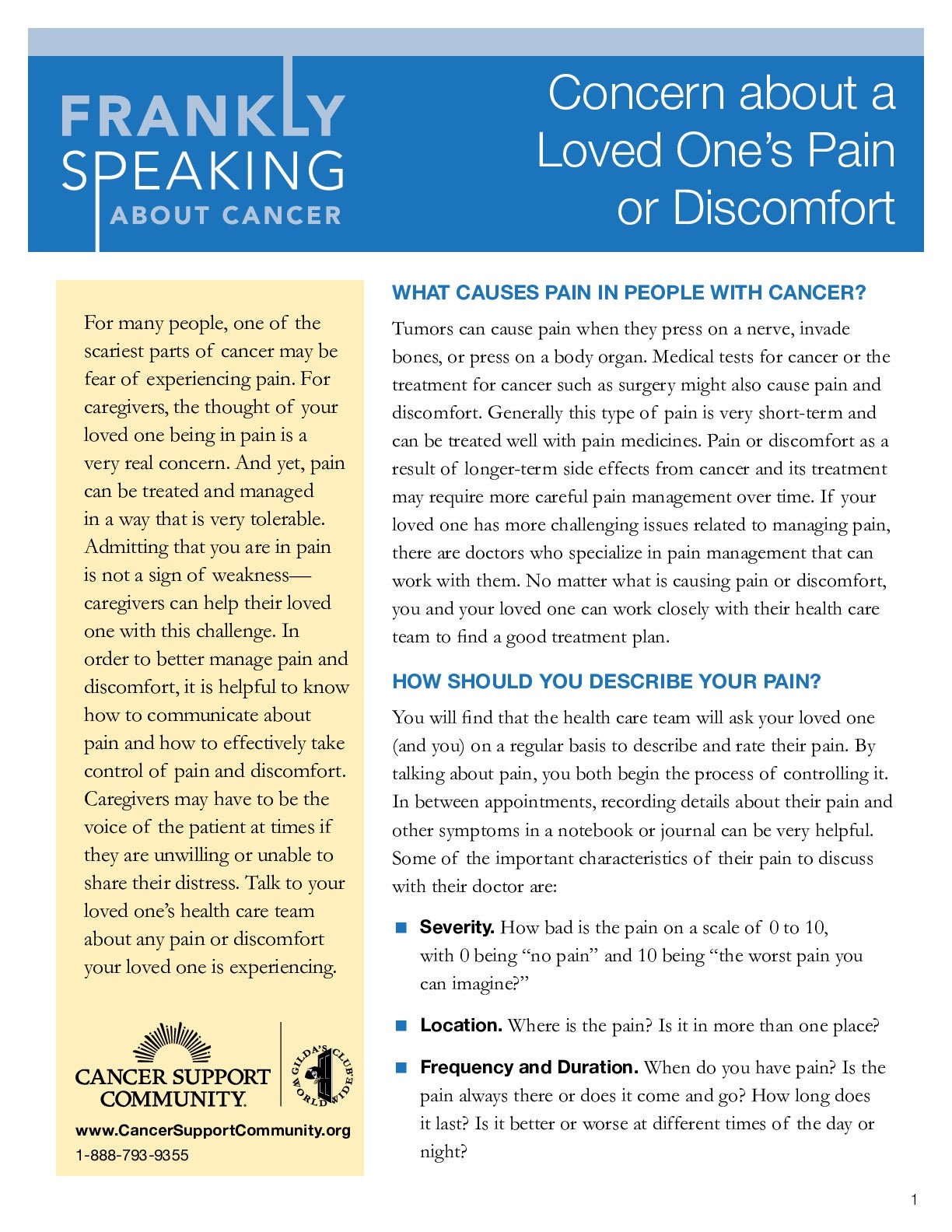 Concern about a Loved One’s Pain or Discomfort