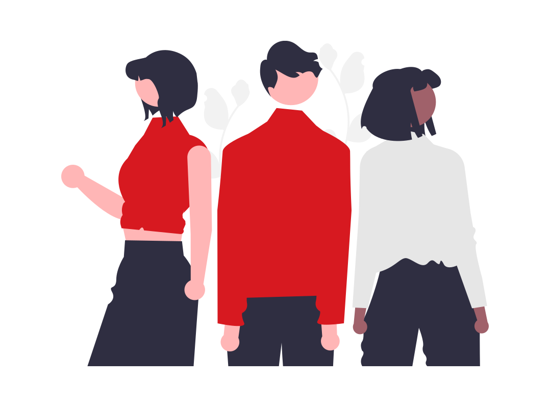 three people standing