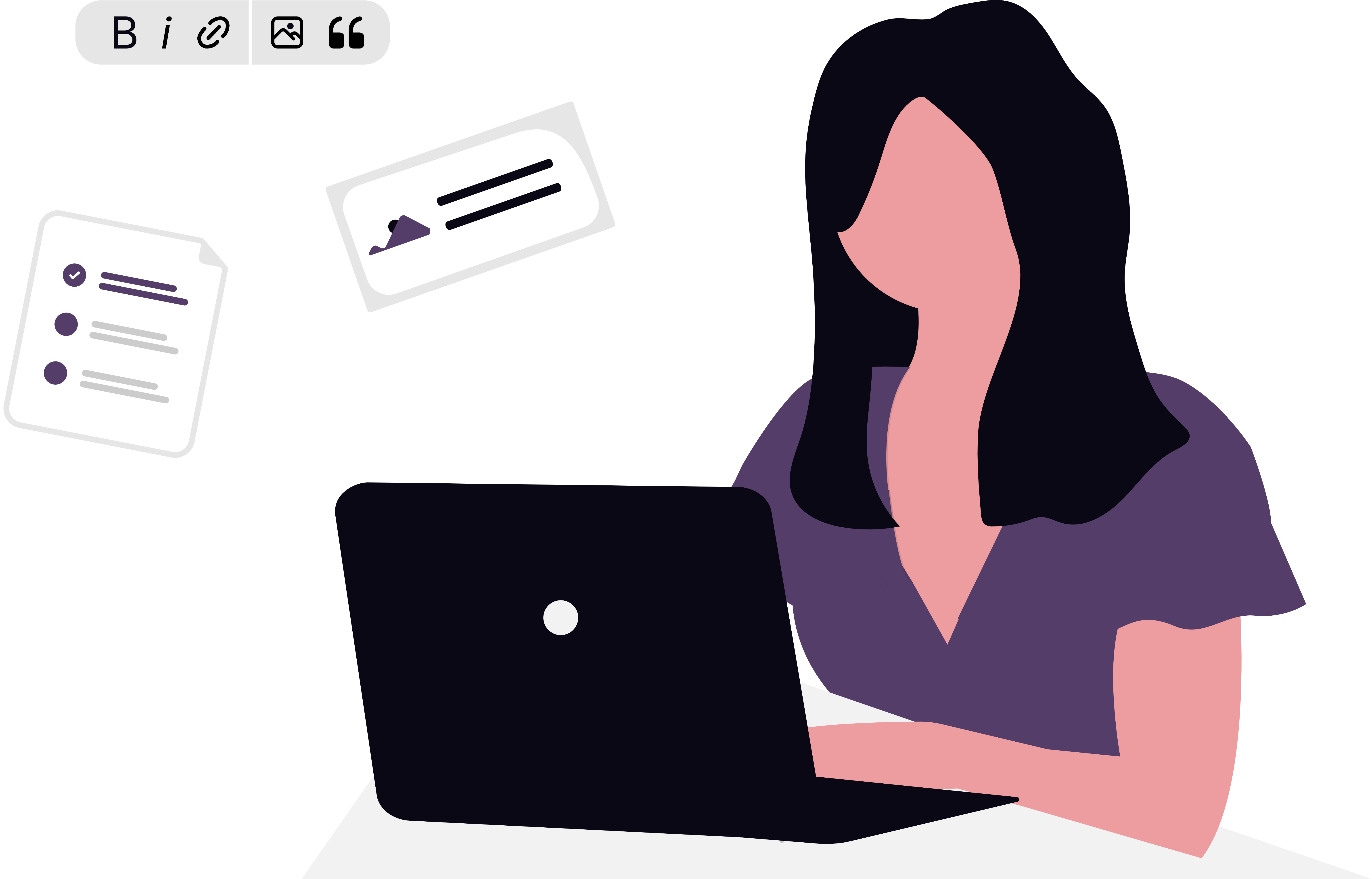 Illustration of a woman typing on her laptop