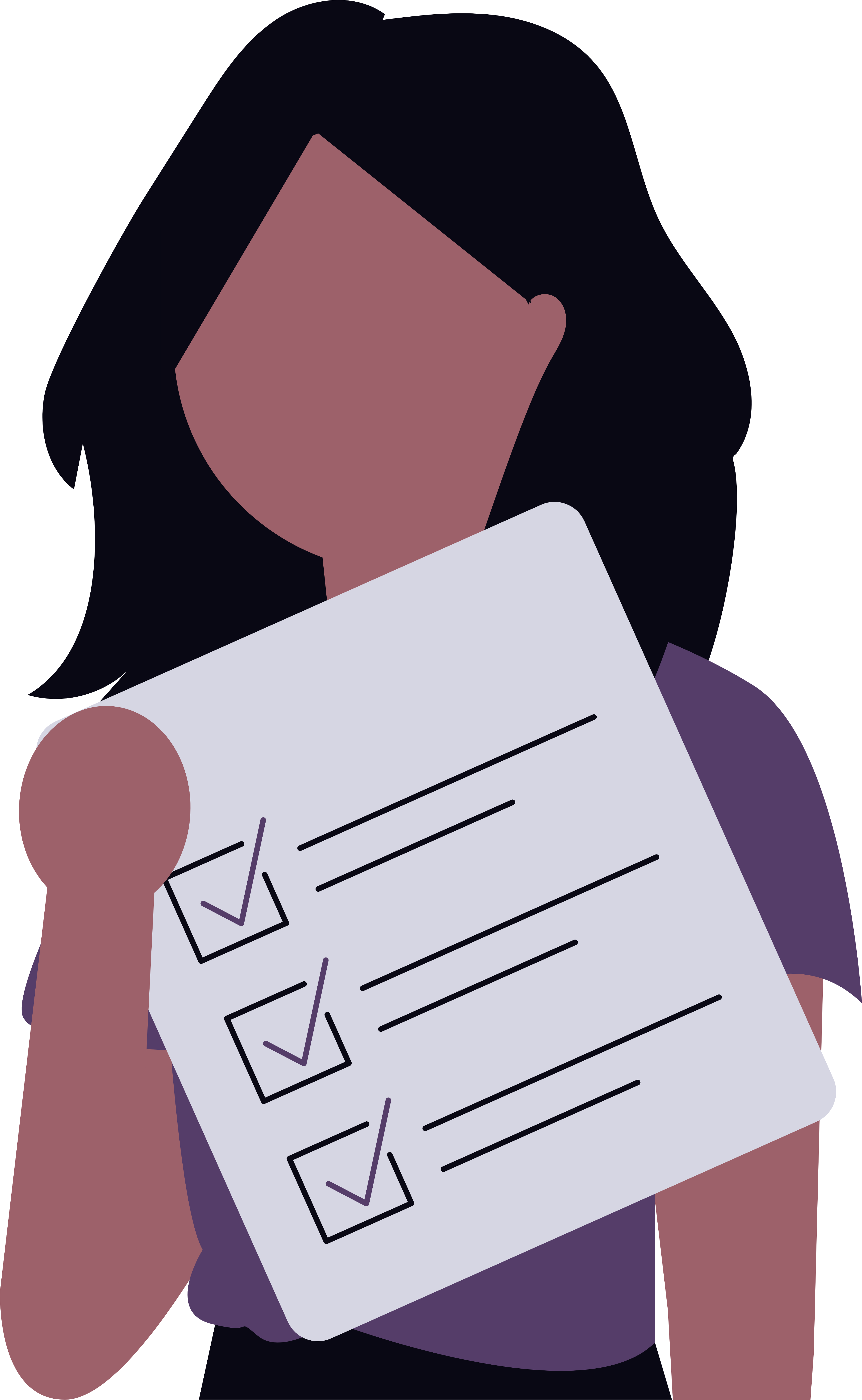 Illustration of a woman holding a checklist