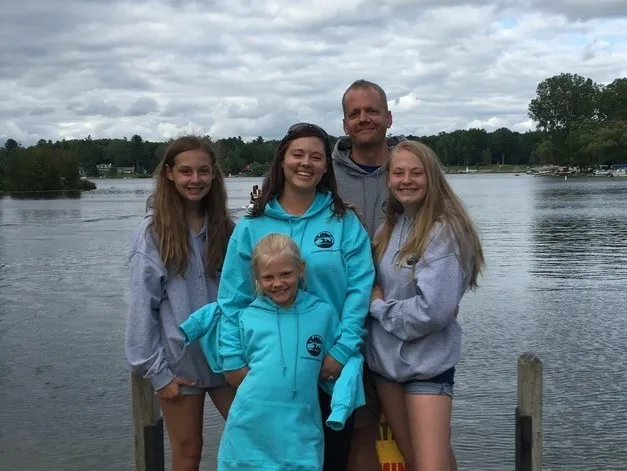 Amber and her family, lake photo