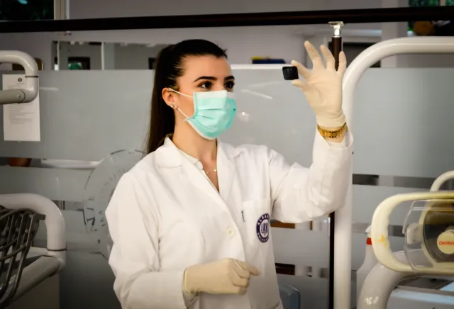 Female doctor wearing a surgical mask
