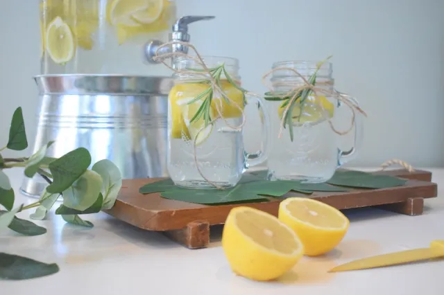 lemon water in mason jars