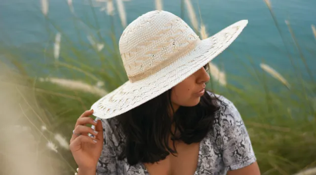 Woman in sunhat