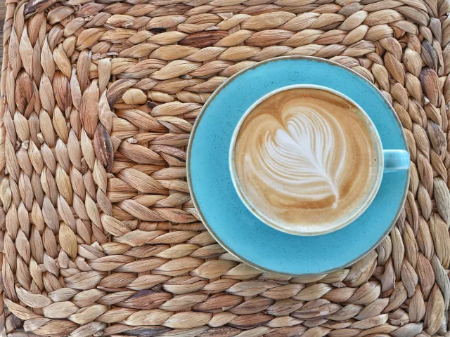 Teal coffee cup
