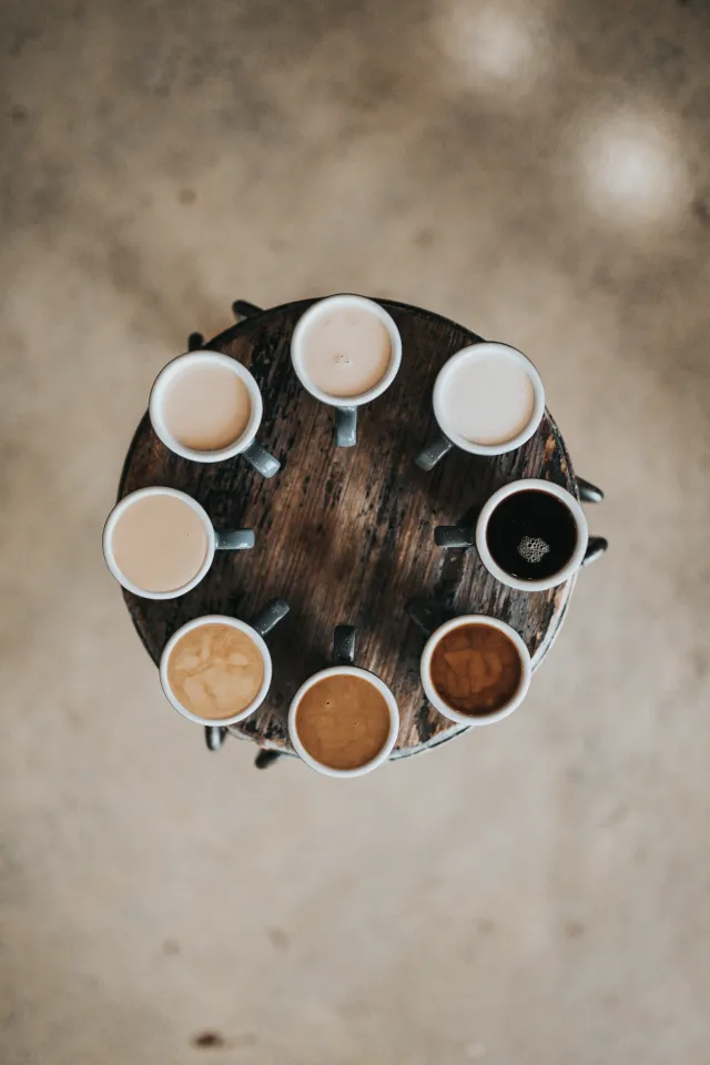 different colors of coffee