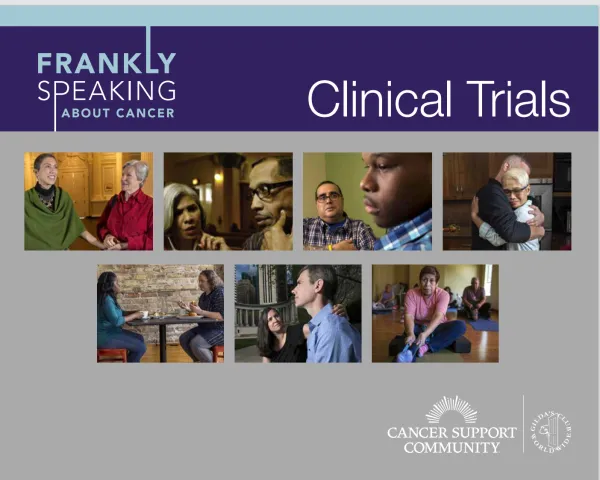 A new Frankly Speaking About Cancer book about clinical trials features photos of people from diverse race and ethnic backgrounds