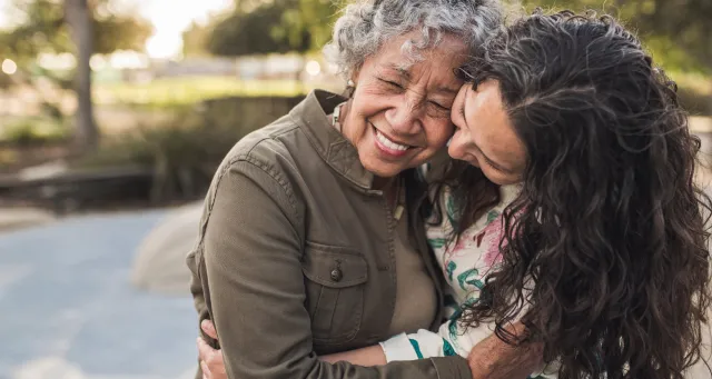 two women hugging