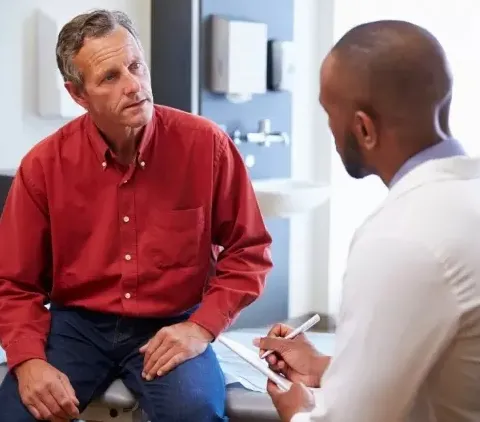 Patient in discussion with doctor