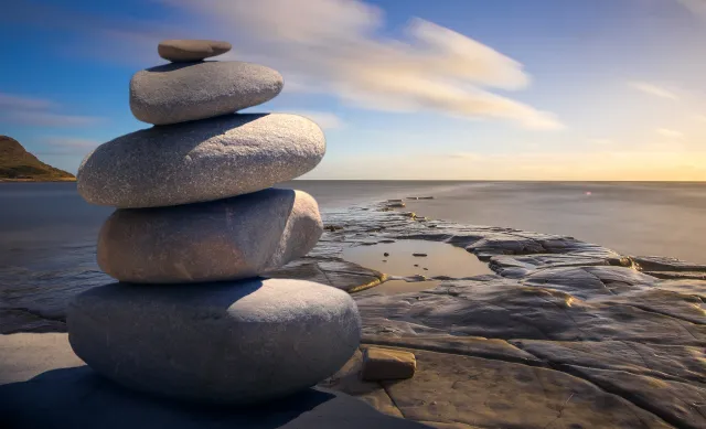 stacked rocks on beach