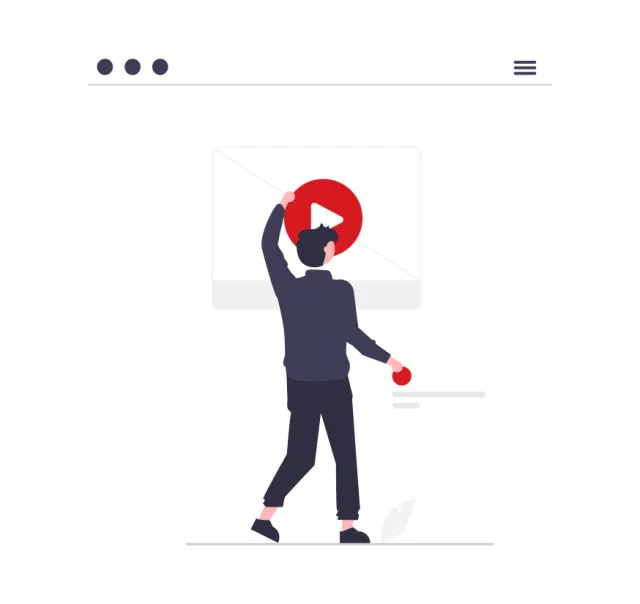 illustrated man pressing online video player