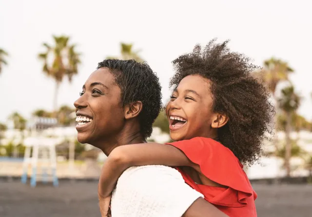 Mother and Daughter outside