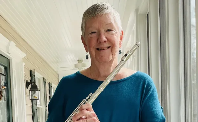Lyn, pictured with her newest flute