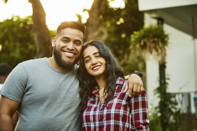 Man and woman standing together