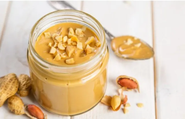 Peanut butter in glass jar