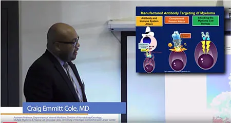 Craig Emmitt Cole, MD discussing Manufactured Antibody Targeting of Myeloma