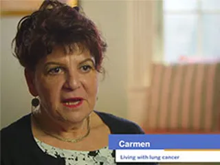 Carmen, living with lung cancer, talking about dealing with finances