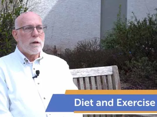older white man speaking about diet and exercise 