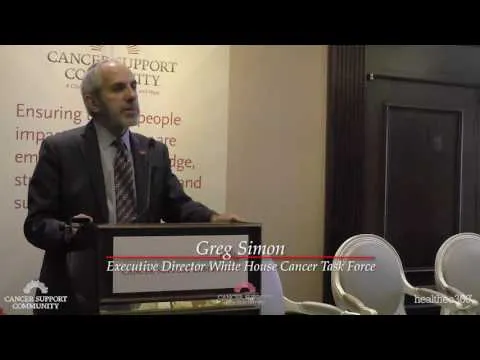 Greg Simon, Executive Director White House Cancer Task Force, speaking at a CSC event
