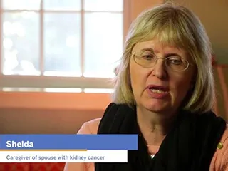 Shelda, caregiver of spouse with kidney cancer, talking about getting support