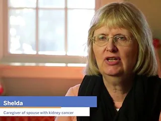 Shelda, caregiver of spouse with kidney cancer, talking about losing yourself