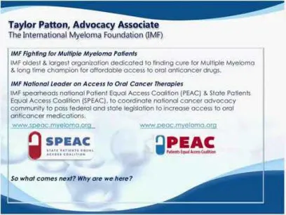 Taylor Patton, Advocacy Associate, The International Myeloma Foundation, the ins and outs of oral therapy