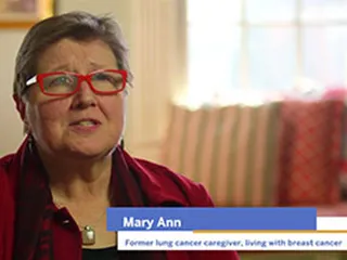 Mary Ann, former lung cancer caregiver, living with breast cancer, talking about tips for coping with cancer