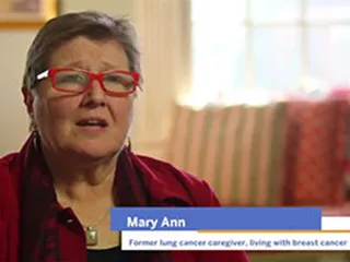 Mary Ann, former lung cancer caregiver, living with breast cancer, talking about working with a healthcare team