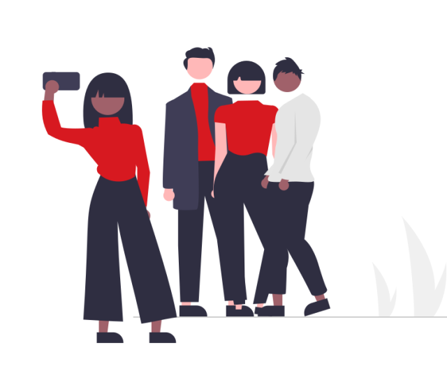 4 diverse individuals standing in a group