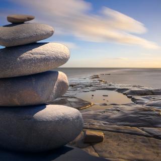 stacked rocks on beach