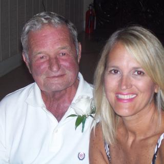 Debbie with her father at a family event. 