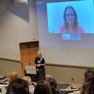 CSC&rsquo;s CEO Debbie Weir introduces White House Cancer Moonshot Coordinator Danielle Carnival, PhD, during CSC's annual leadership conference