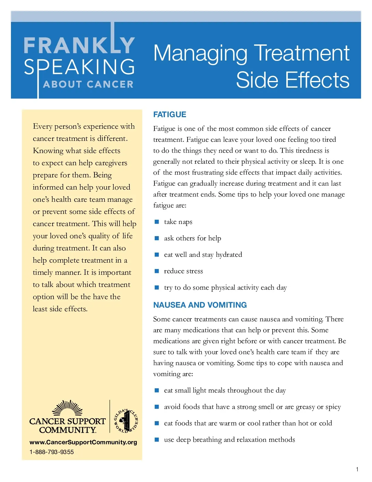 Managing Treatment Side Effects