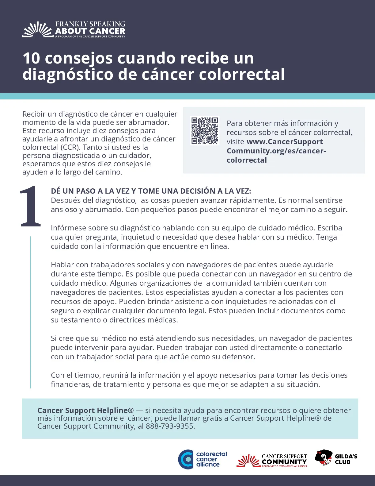 10 consejos cuando recibe un diagn&oacute;stico de c&aacute;ncer colorrectal