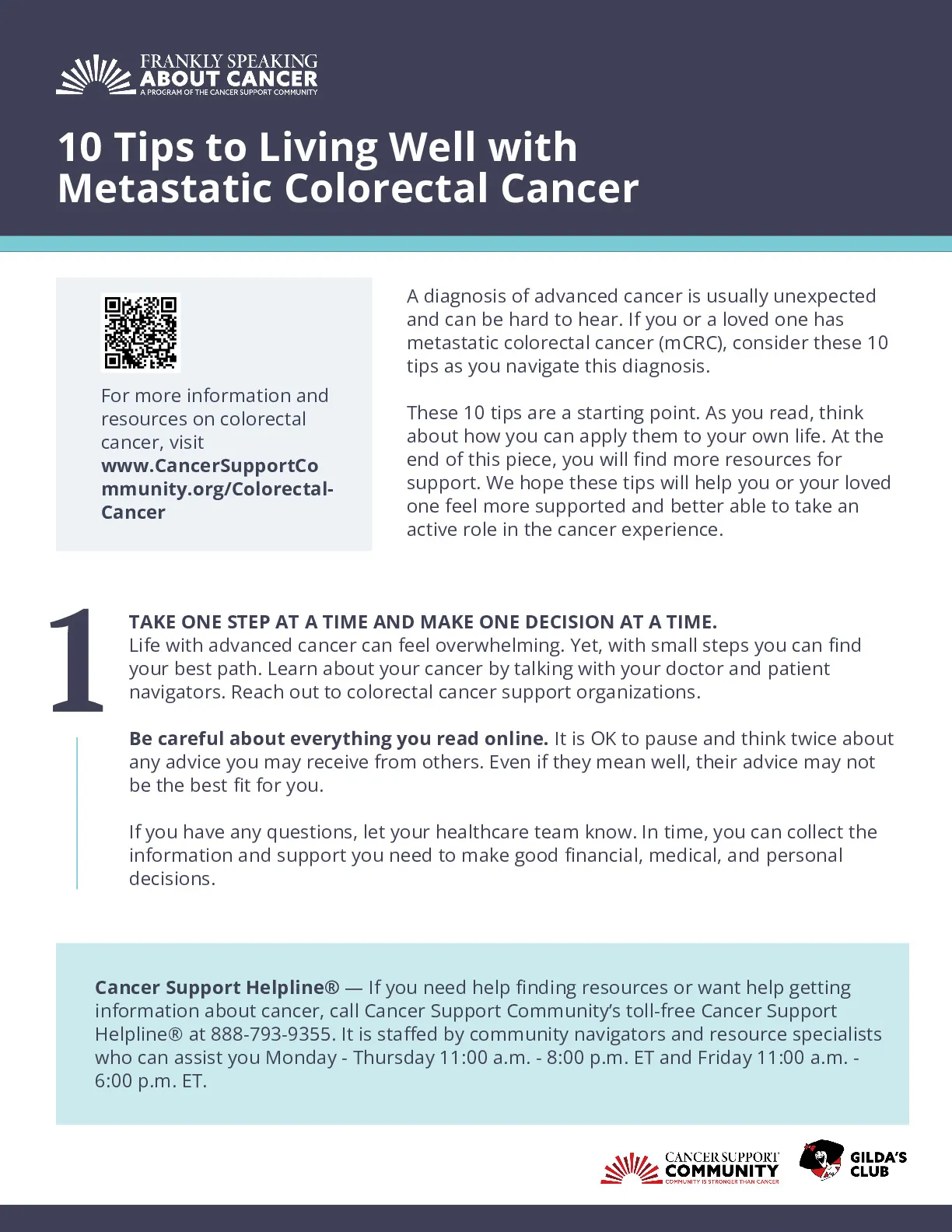 10 Tips to Living Well with Metastatic Colorectal Cancer