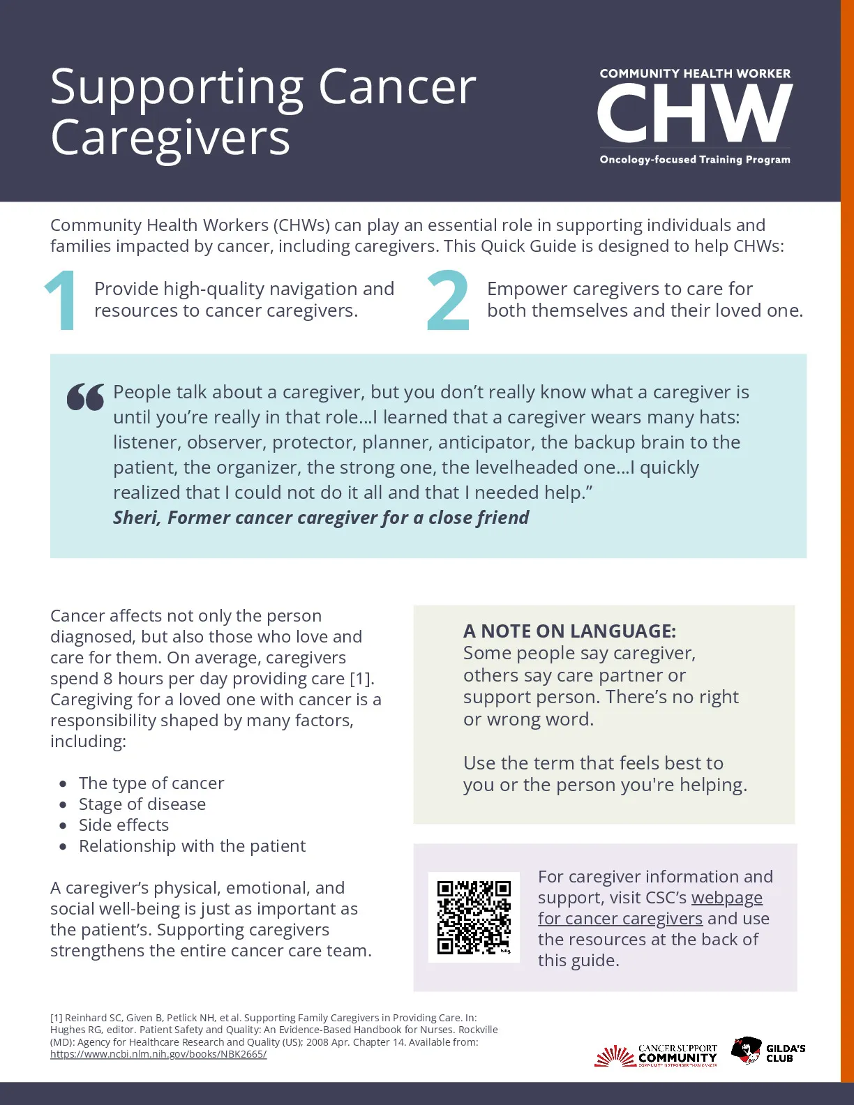 Supporting Cancer Caregivers for CHWs