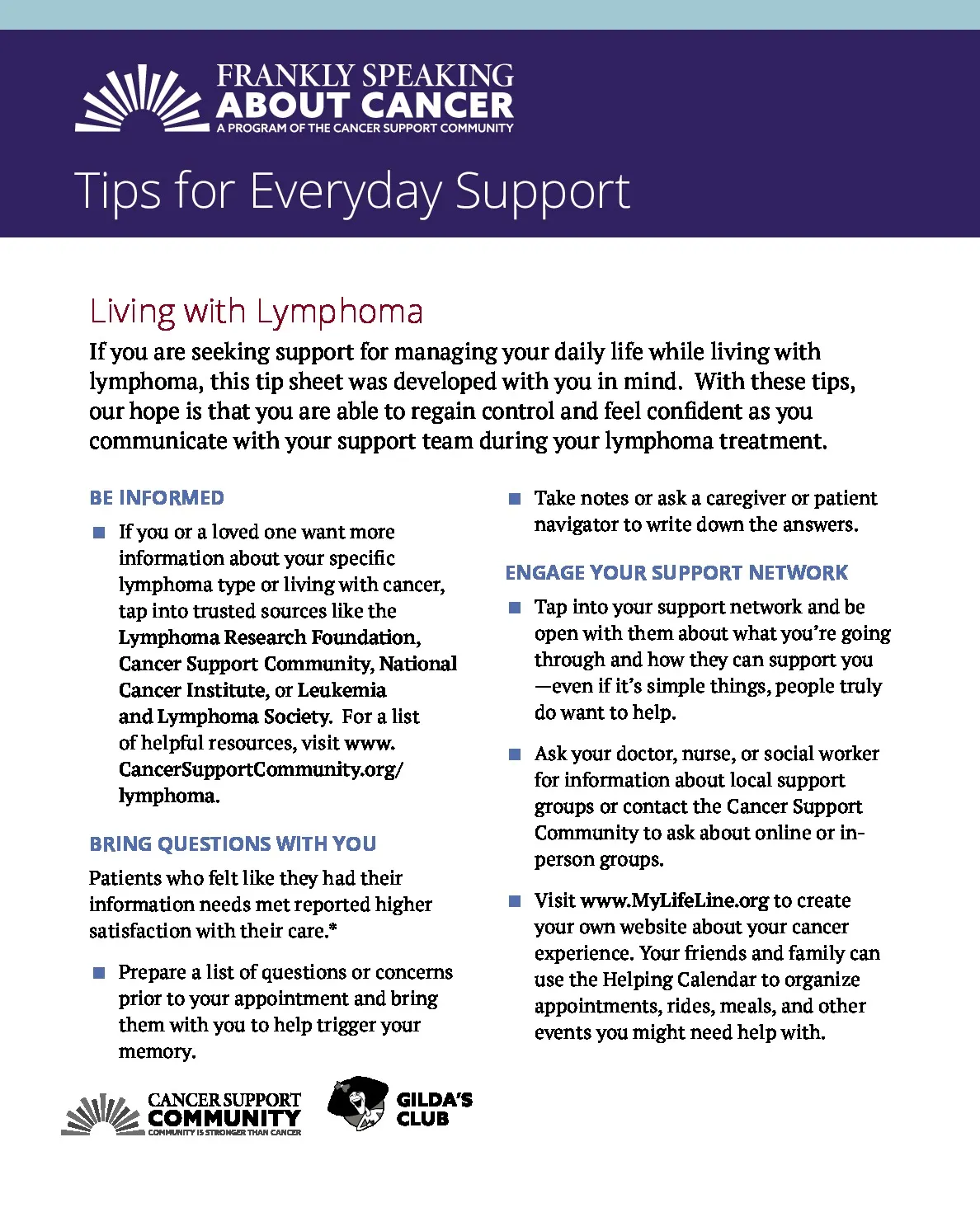 Tips for Everyday Support (Lymphoma)