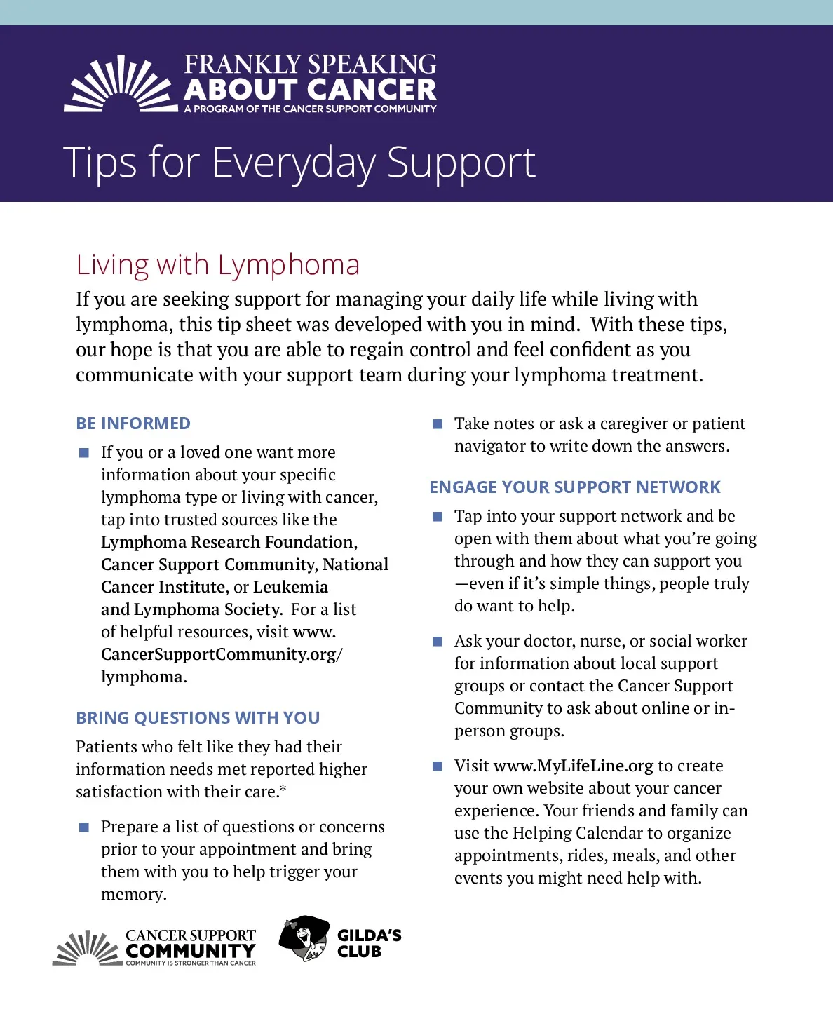 Tips for Everyday Support (Lymphoma)
