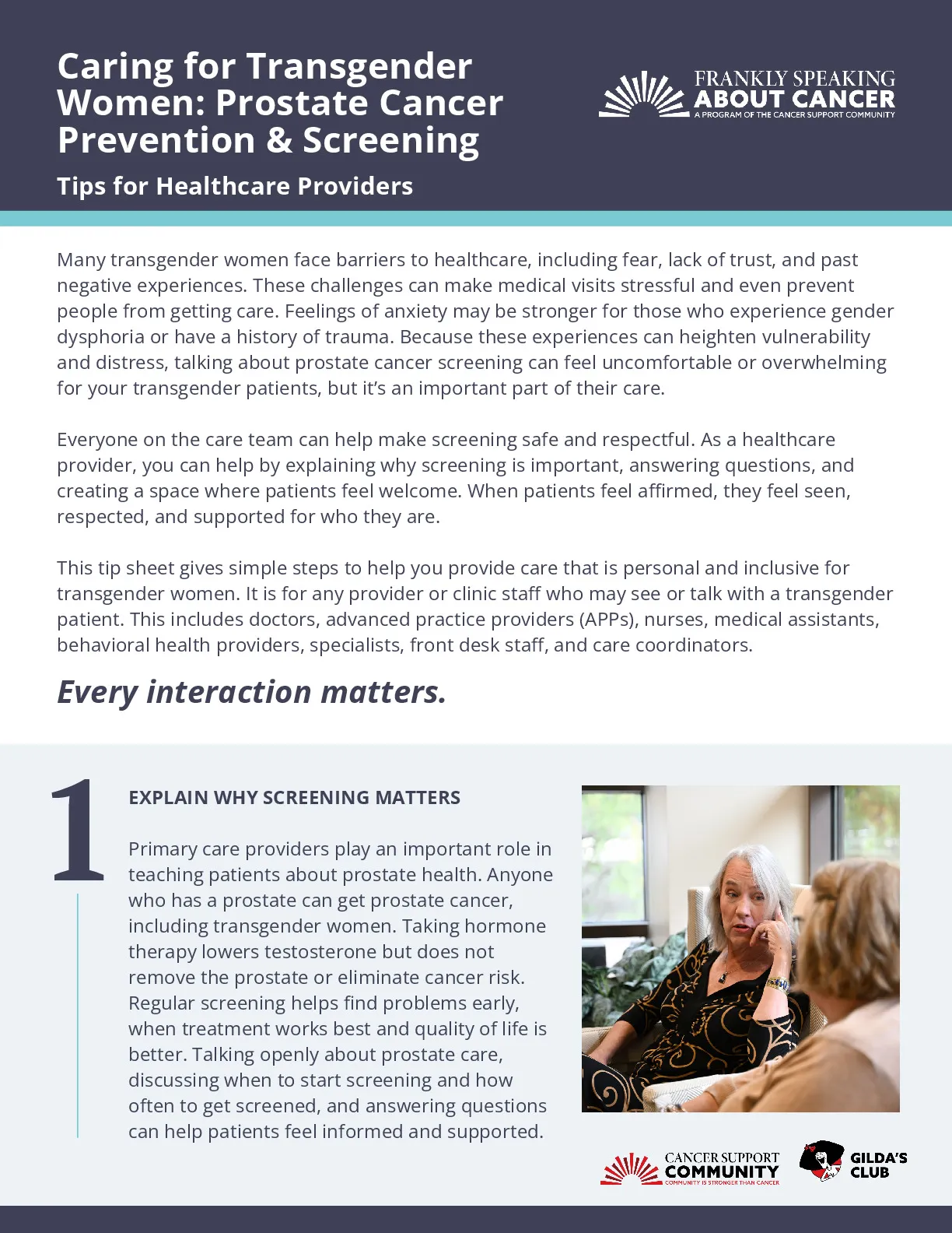 Caring for Transgender Women: Prostate Cancer Prevention & Screening Tips for Healthcare Providers