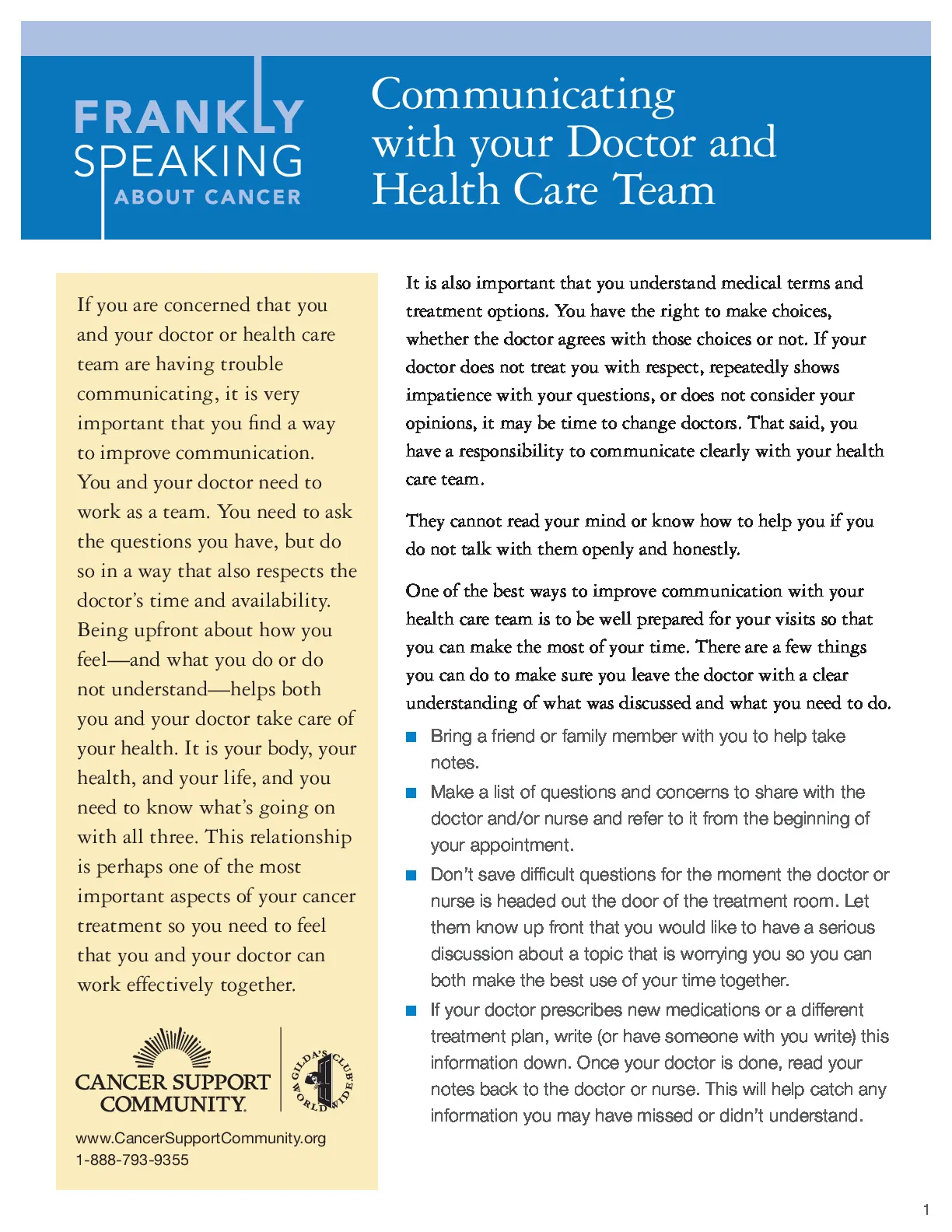 Communicating with Your Doctor and Health Care Team