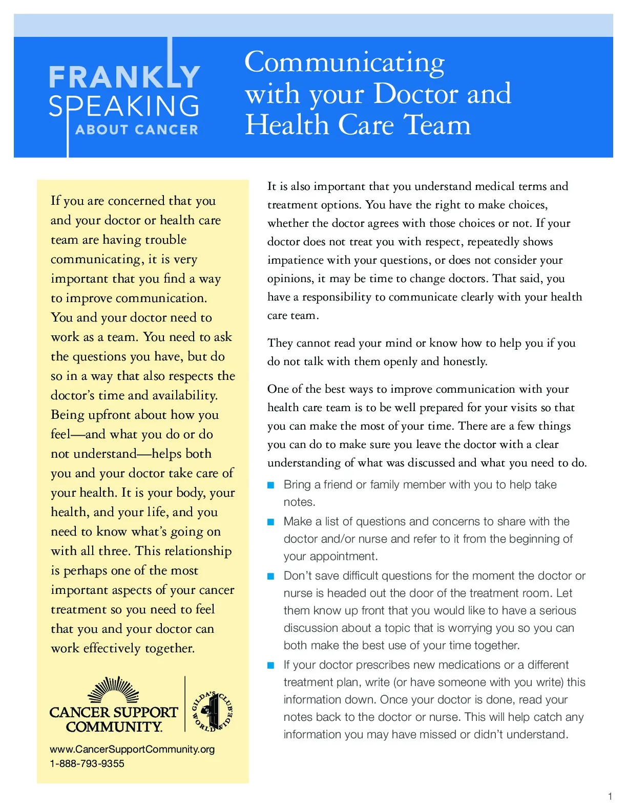 Communicating with Your Doctor and Health Care Team
