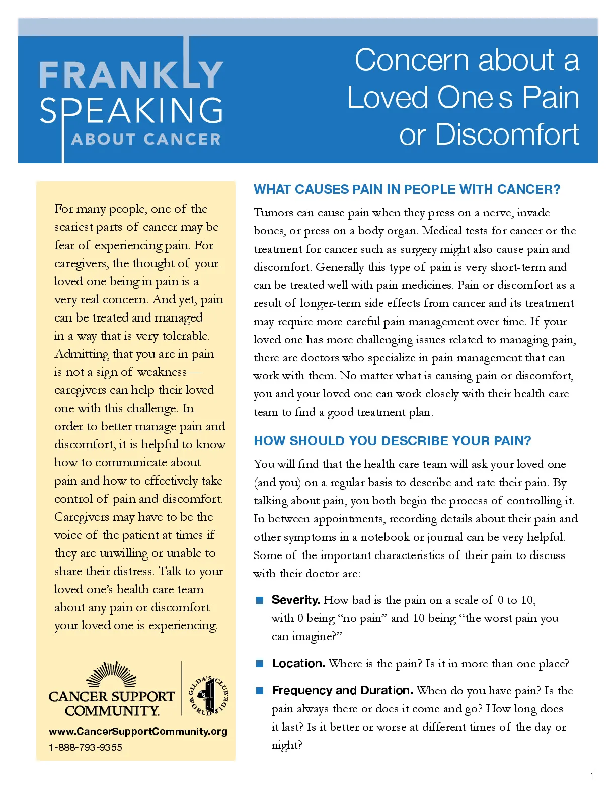 Concern about a Loved One&rsquo;s Pain or Discomfort