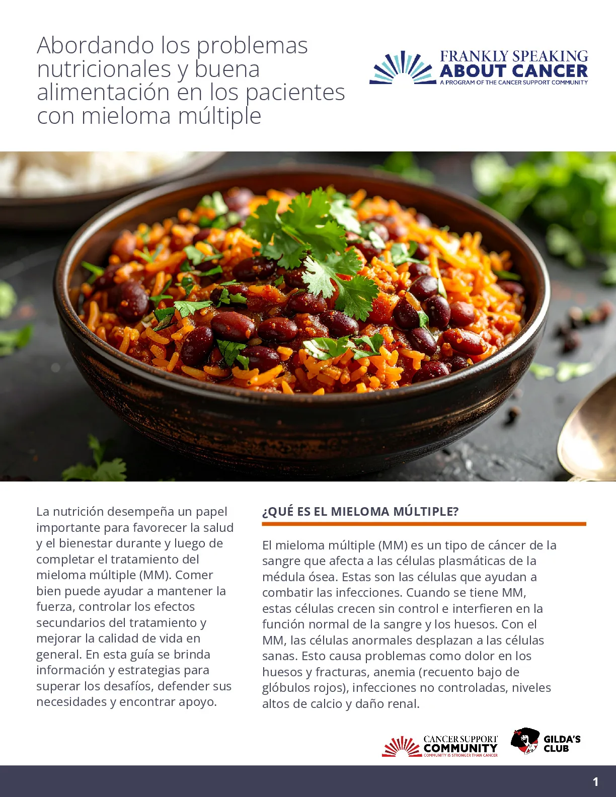 Abordando los problemas nutricionales y buena alimentaci&oacute;n en los pacientes con mieloma m&uacute;ltiple
