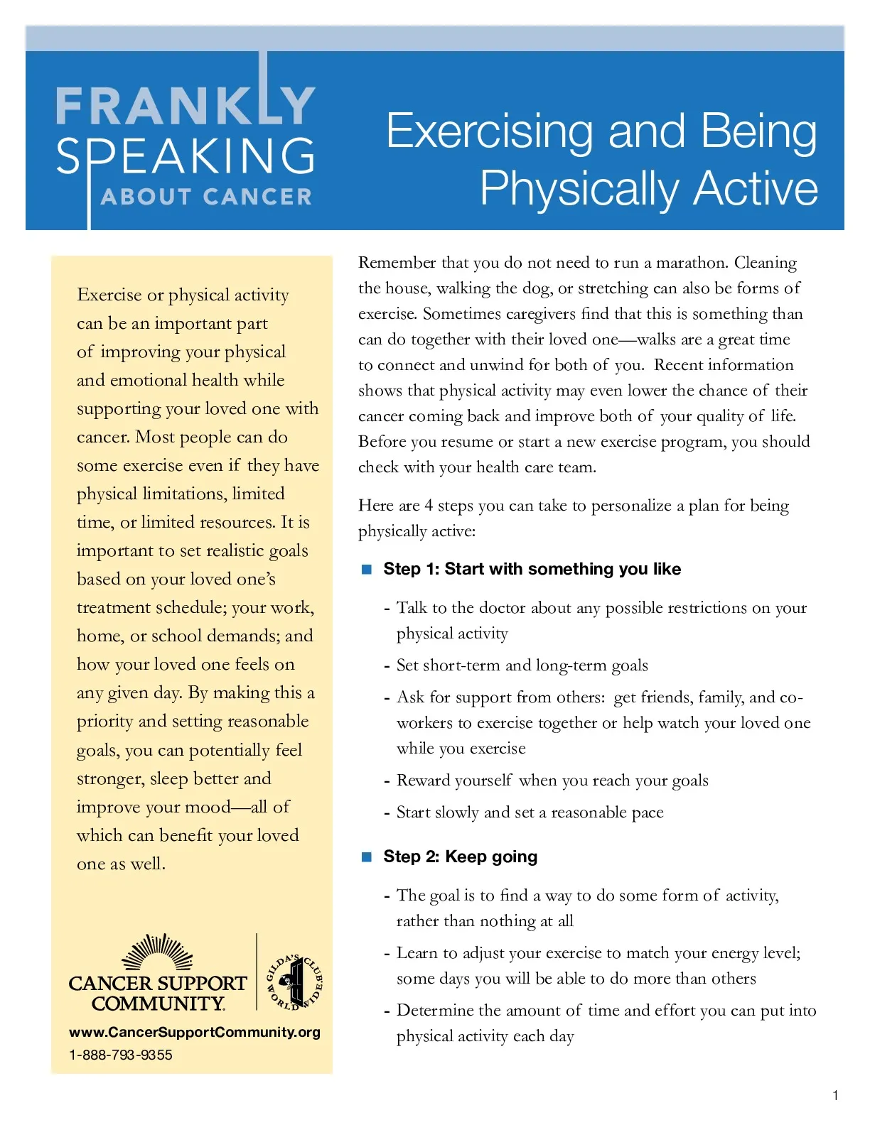 Exercising and Being Physically Active