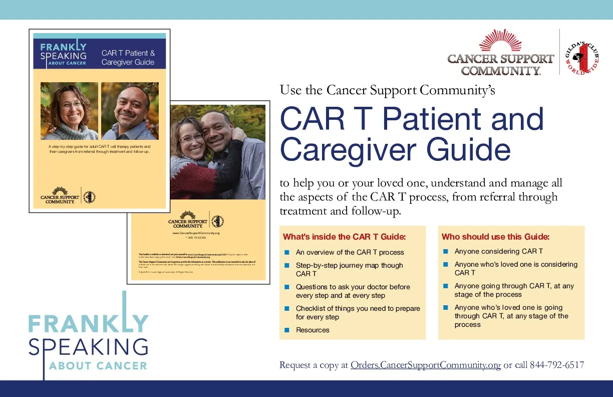 CAR T Patient and Caregiver Guide Postcard