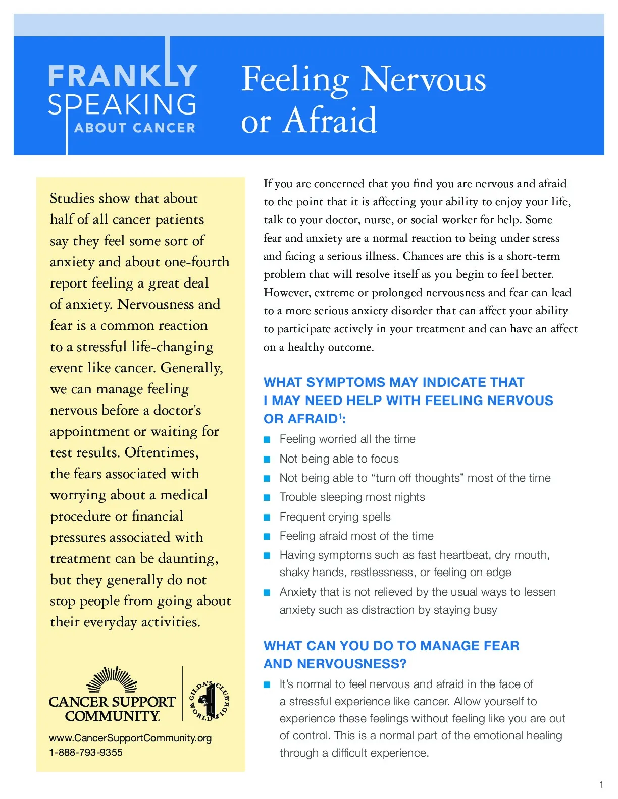 Feeling Nervous or Afraid