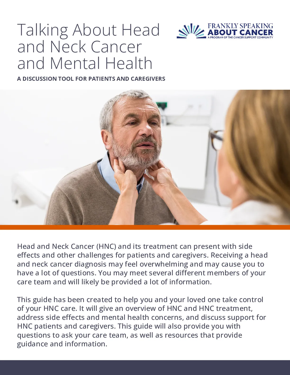 Talking About Head and Neck Cancer and Mental Health: A Discussion Tool for Patients and Caregivers