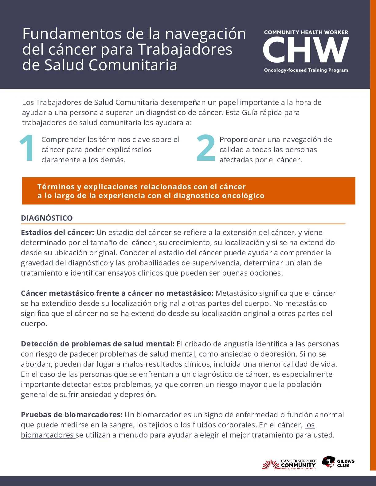 Fundamentos de la navegación del cáncer para Trabajadores de Salud Comunitaria